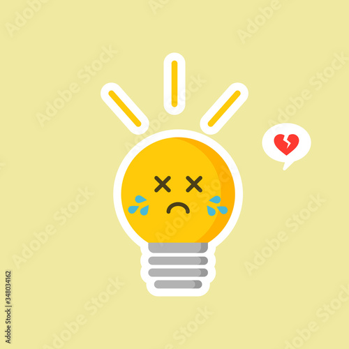 Cute smiling happy light bulb have idea. Vector modern flat style cartoon character illustration. Isolated on color background. Idea concept