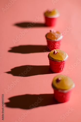 Candies on a pink background