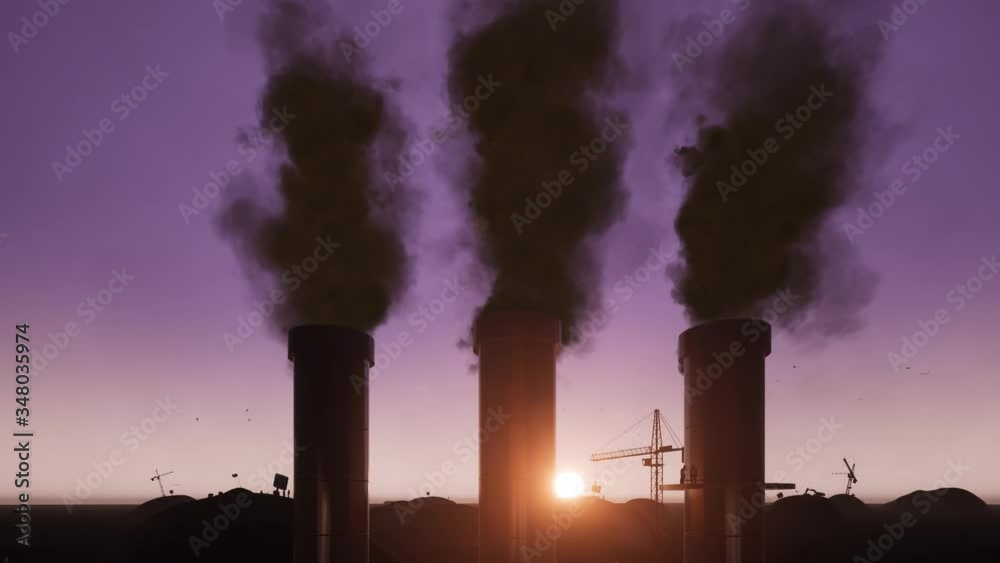 Pollution in Industrial Areas, Cooling Tower Smoke Risin Pollution in Industrial Areas, Cooling Tower Smoke Risin