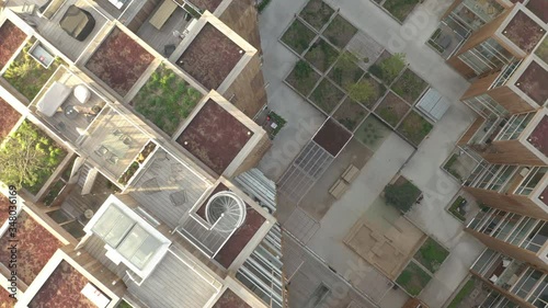 Modern architecture residential building. Aerial view of the ecological building photo