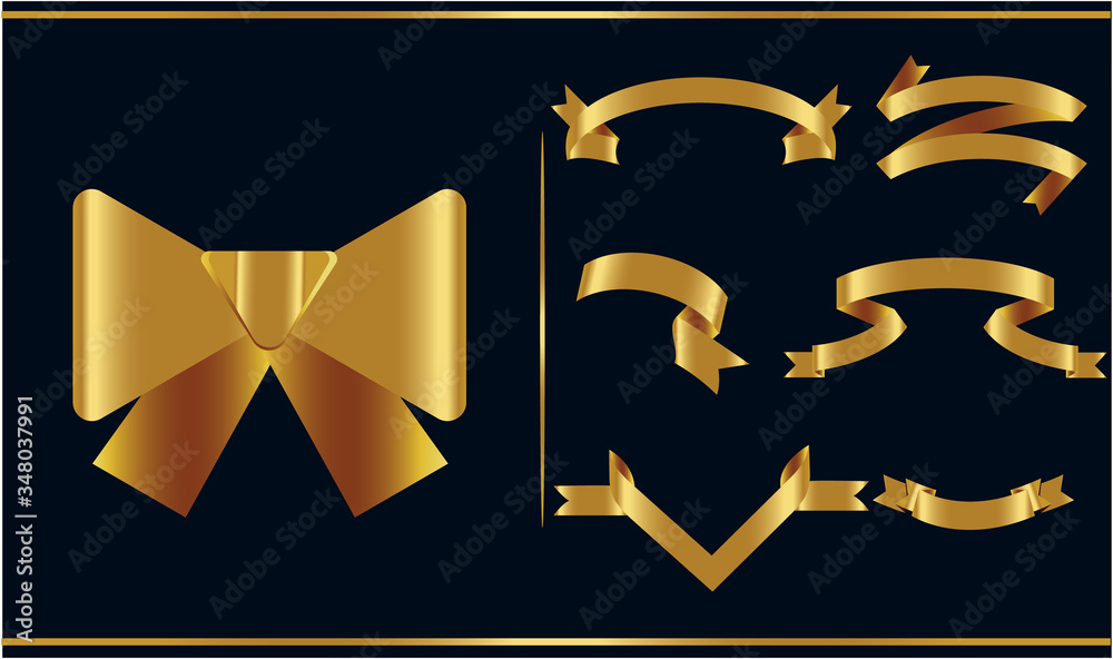 Gold glossy ribbon vector banners set. Ribbons collection. Vector Design Illustration Gold glossy ribbon vector banners set. Ribbons collection. Vector Design Illustration