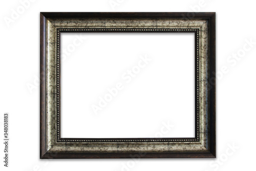 Silver and Wooden Antique Vintage Picture Photo Frame on isolated white background with clipping path.