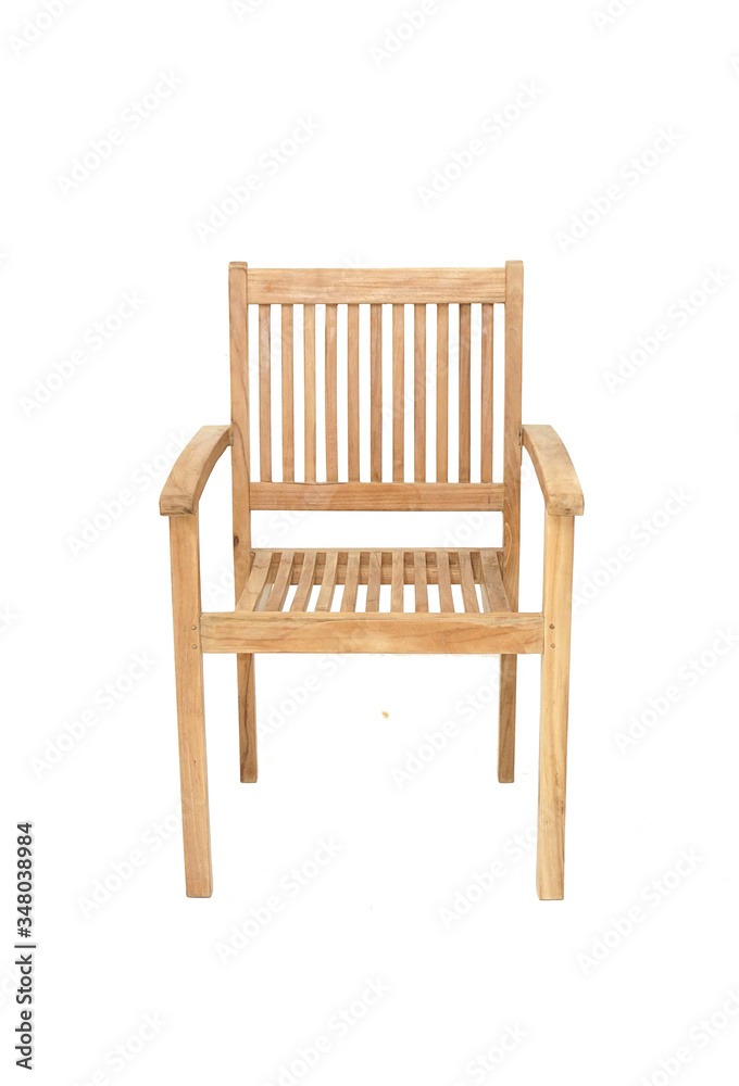 minimalist teak chair with armrest isolated in white background minimalist teak chair with armrest isolated in white background