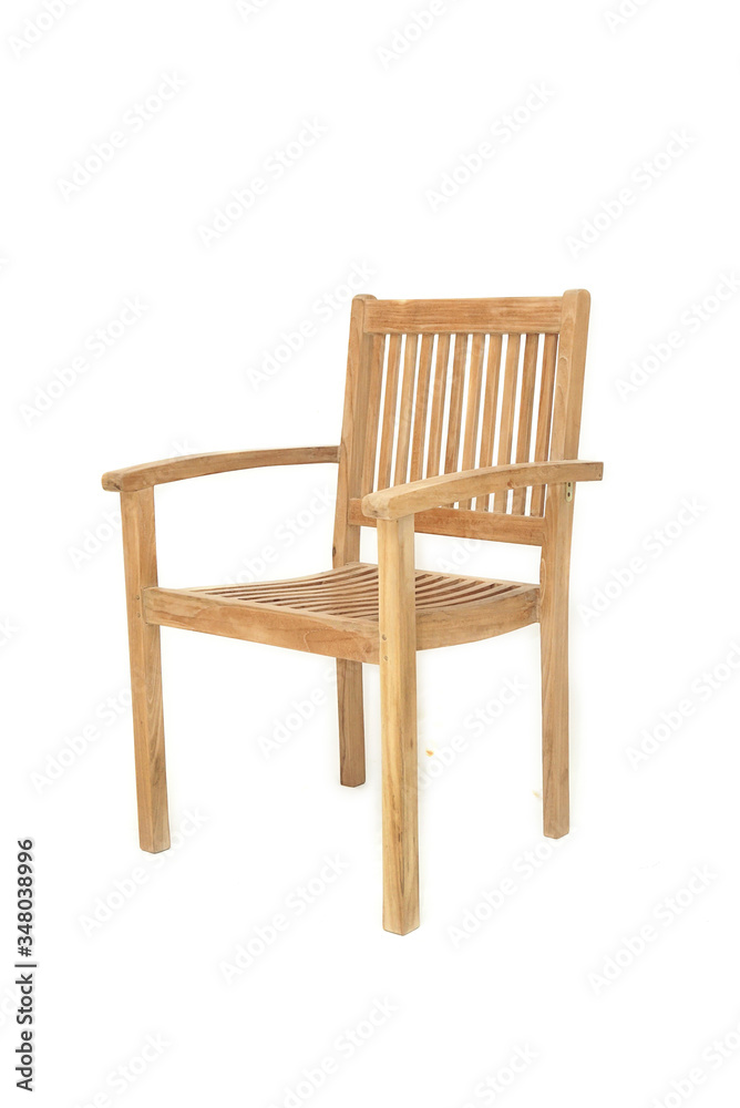 minimalist teak chair with armrest isolated in white background minimalist teak chair with armrest isolated in white background