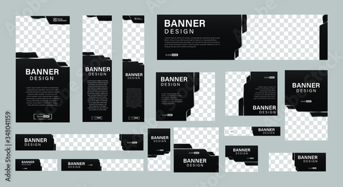 set of creative web banners of standard size with a place for photos. Business ad banner. Vertical, horizontal and square template. vector illustration EPS 10 