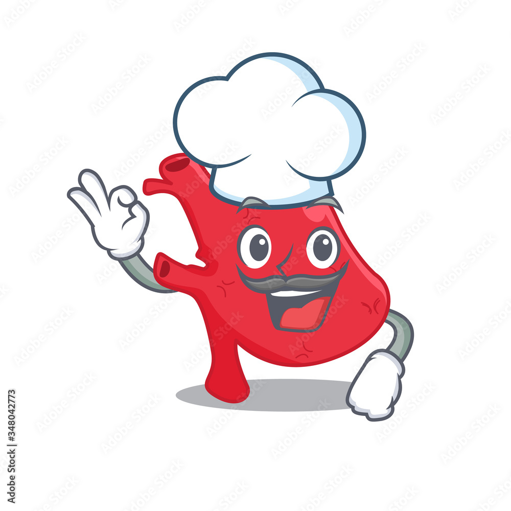 Heart chef cartoon design style wearing white hat Heart chef cartoon design style wearing white hat