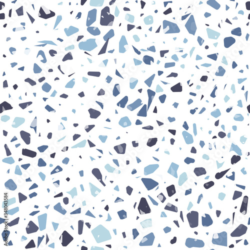 Terrazzo flooring vector seamless pattern. Modern vector illustration for fabric print, wrapping paper, flooring. Classic venetian terrazzo style of floor of natural stone, granite, quartz.