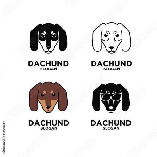 set collection dachshund dog head logo icon design