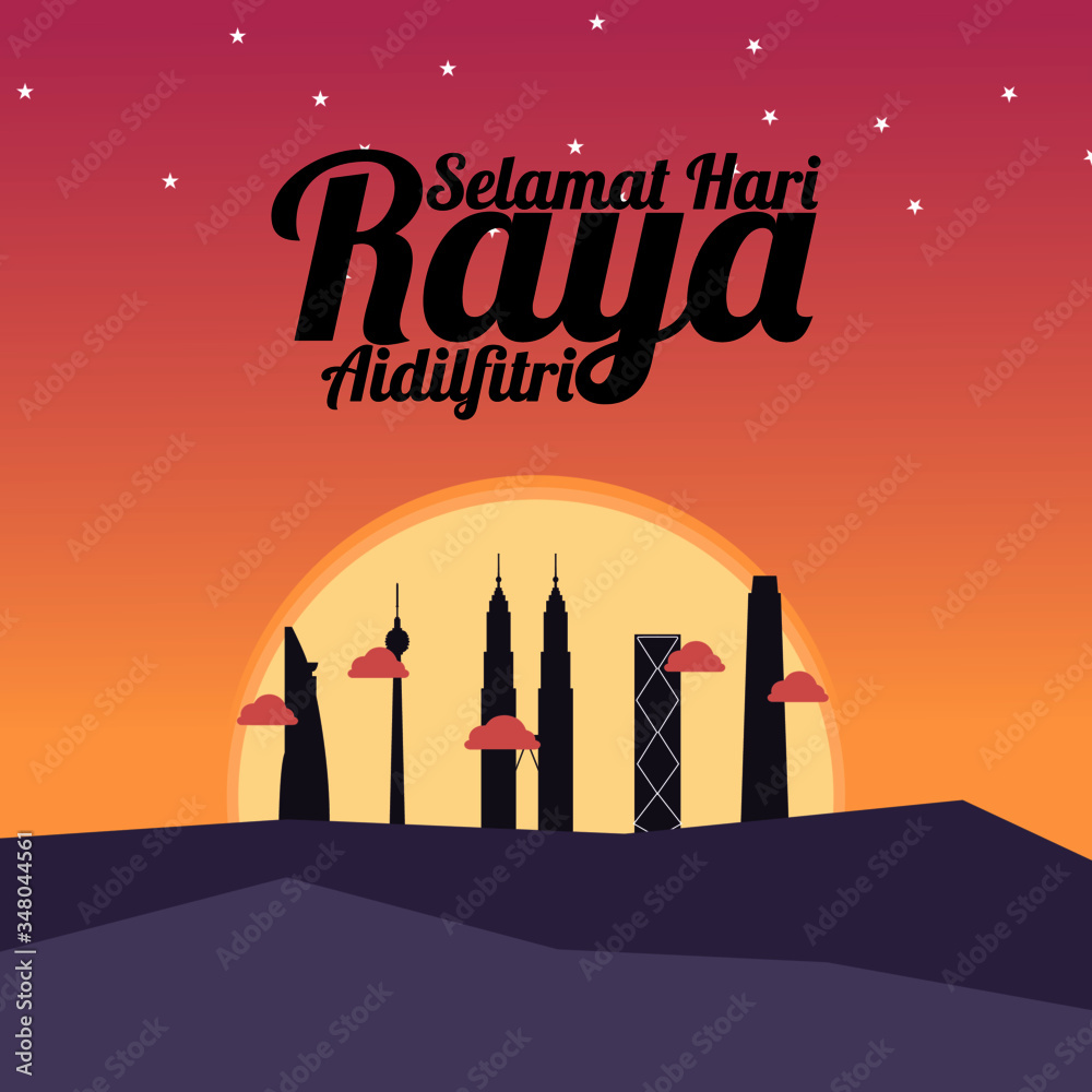 Selamat Hari Raya Aidilfitri - vector illustration in Malay Language ...