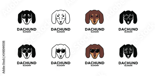 set collection dachshund dog head logo icon design