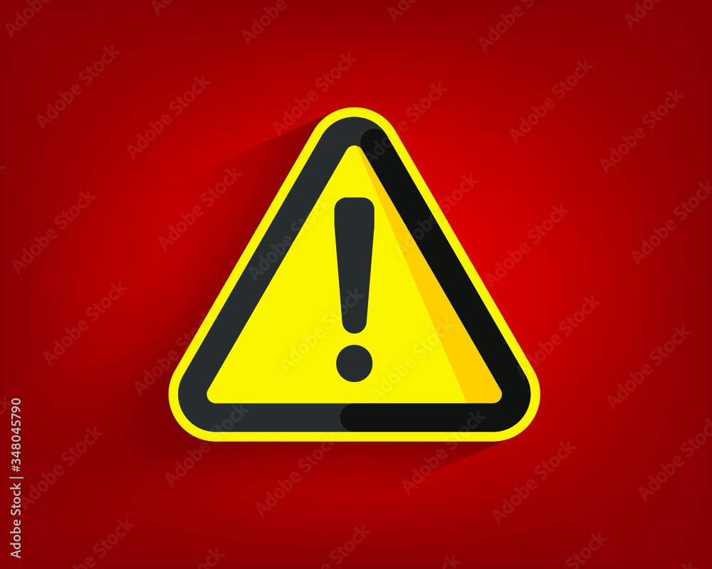 Hazard warning symbol vector icon flat sign symbol with exclamation mark isolated on white background. Hazard warning attention sign with exclamation mark symbol. Hazard warning symbol vector icon flat sign symbol with exclamation mark isolated on white background. Hazard warning attention sign with exclamation mark symbol.