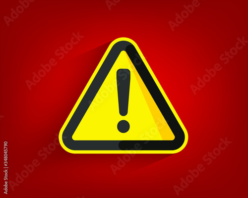 Hazard warning symbol vector icon flat sign symbol with exclamation mark isolated on white background. Hazard warning attention sign with exclamation mark symbol. 