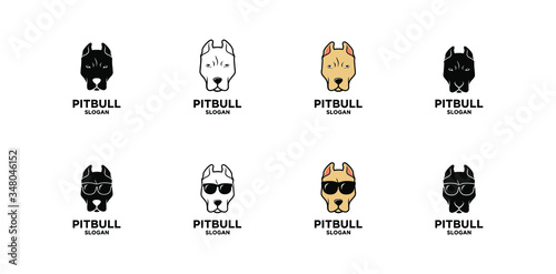 set collection pit bull dog head logo icon design