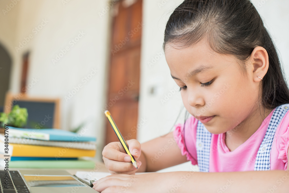asian girl student online learning study online with video call teacher. social distance during quarantine, self-isolation, online education concept, homeschool, stay at home entertainment. asian girl student online learning study online with video call teacher. social distance during quarantine, self-isolation, online education concept, homeschool, stay at home entertainment.