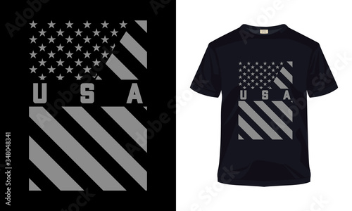 "USA" typography vector t-shirt template. Can be used for t-shirt print, mug print, pillows, fashion print design, kids wear, baby shower, greeting and postcard.