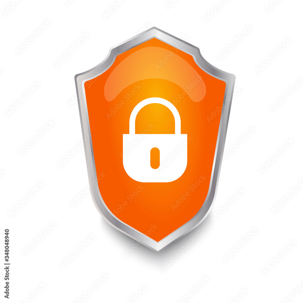 Shield with a lock as a sign of security. Vector image of internet security. Closed padlock as data privacy. Firewall and antivirus logo. Stock Photo. Shield with a lock as a sign of security. Vector image of internet security. Closed padlock as data privacy. Firewall and antivirus logo. Stock Photo.