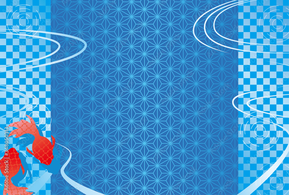 和柄 水色 夏 金魚 背景素材 Stock Illustration Adobe Stock