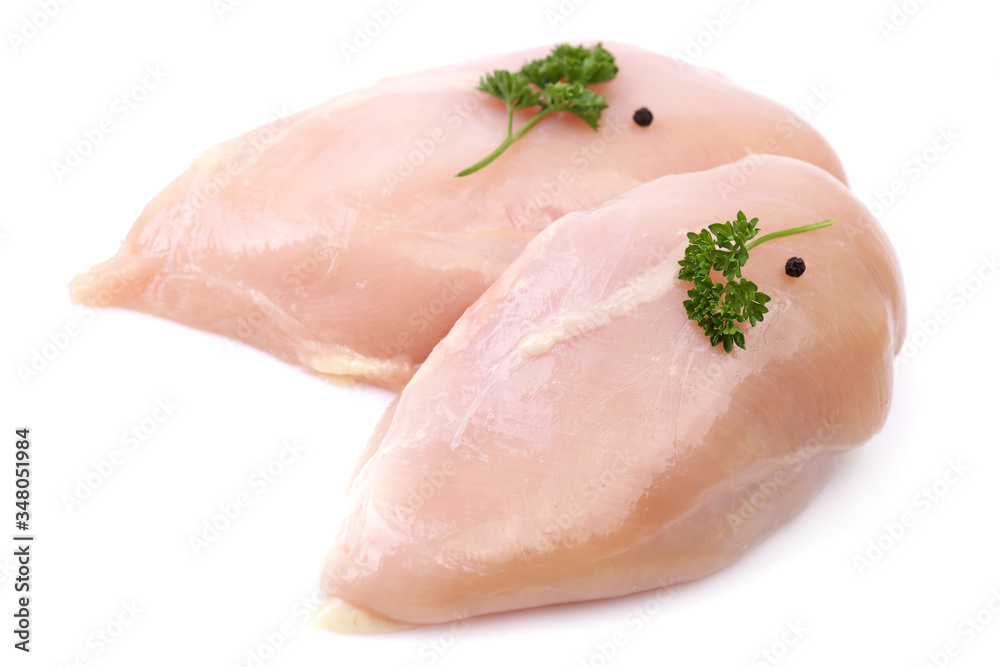 Chicken meat on a white background Chicken meat on a white background