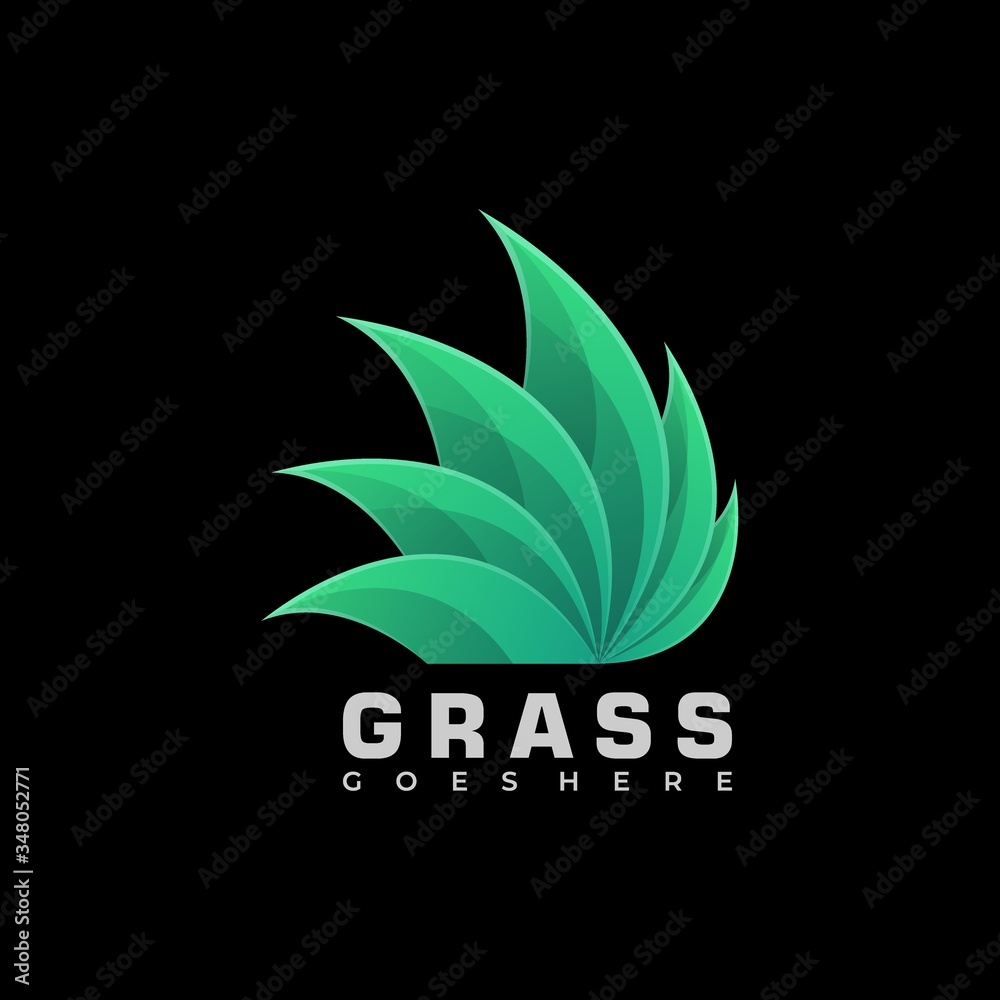 Fototapeta premium Vector Logo Illustration Grass Gradient Colorful Style