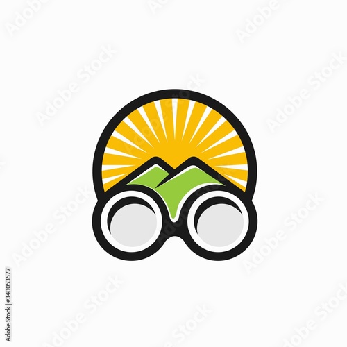 binoculars logo design, mountain vector logo