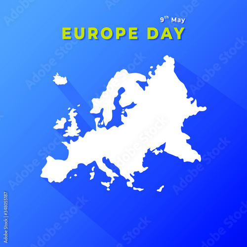 Europe Day 9th May. Concept Map of European Countries. Vector Illustration 