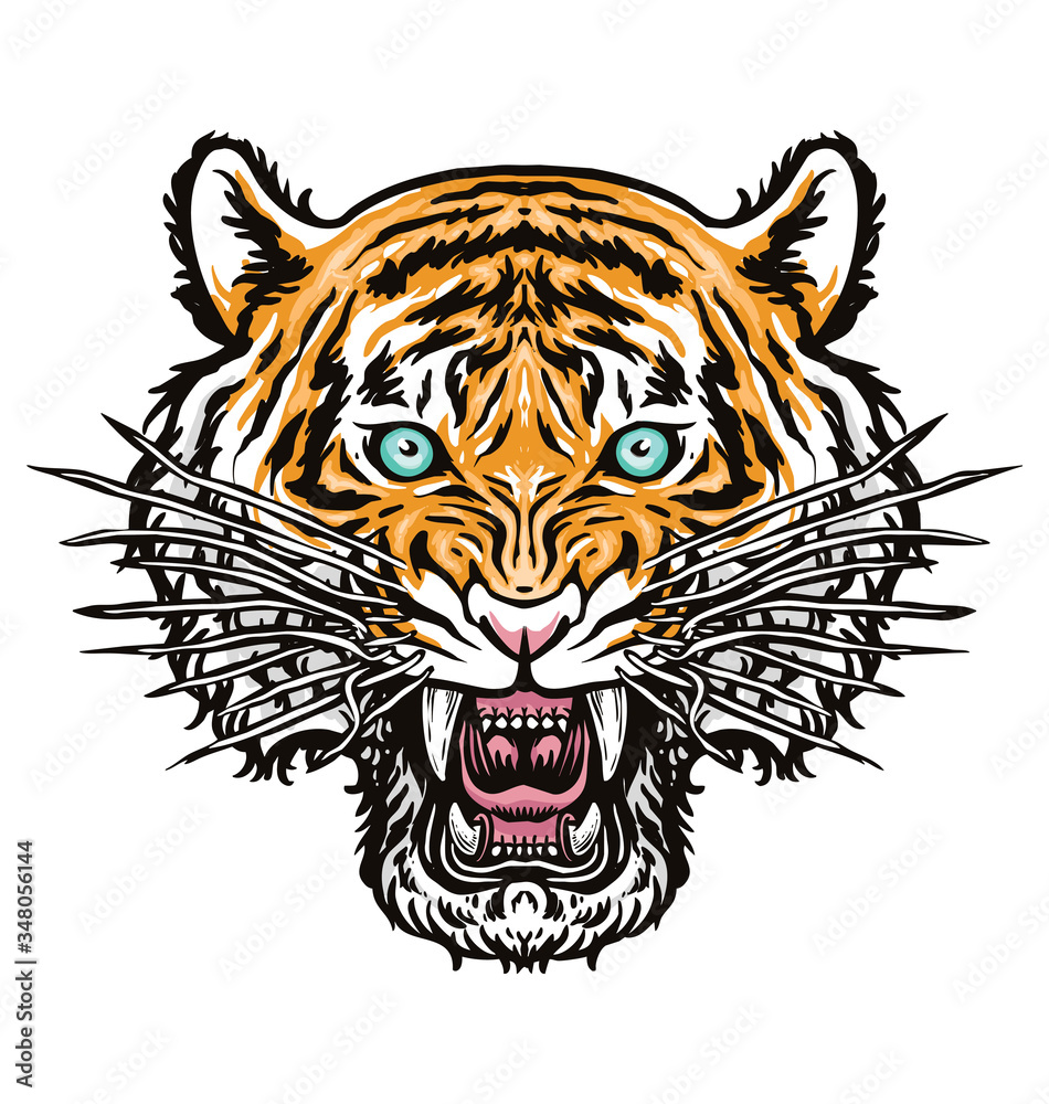 tigerhead t-shirt print illustration