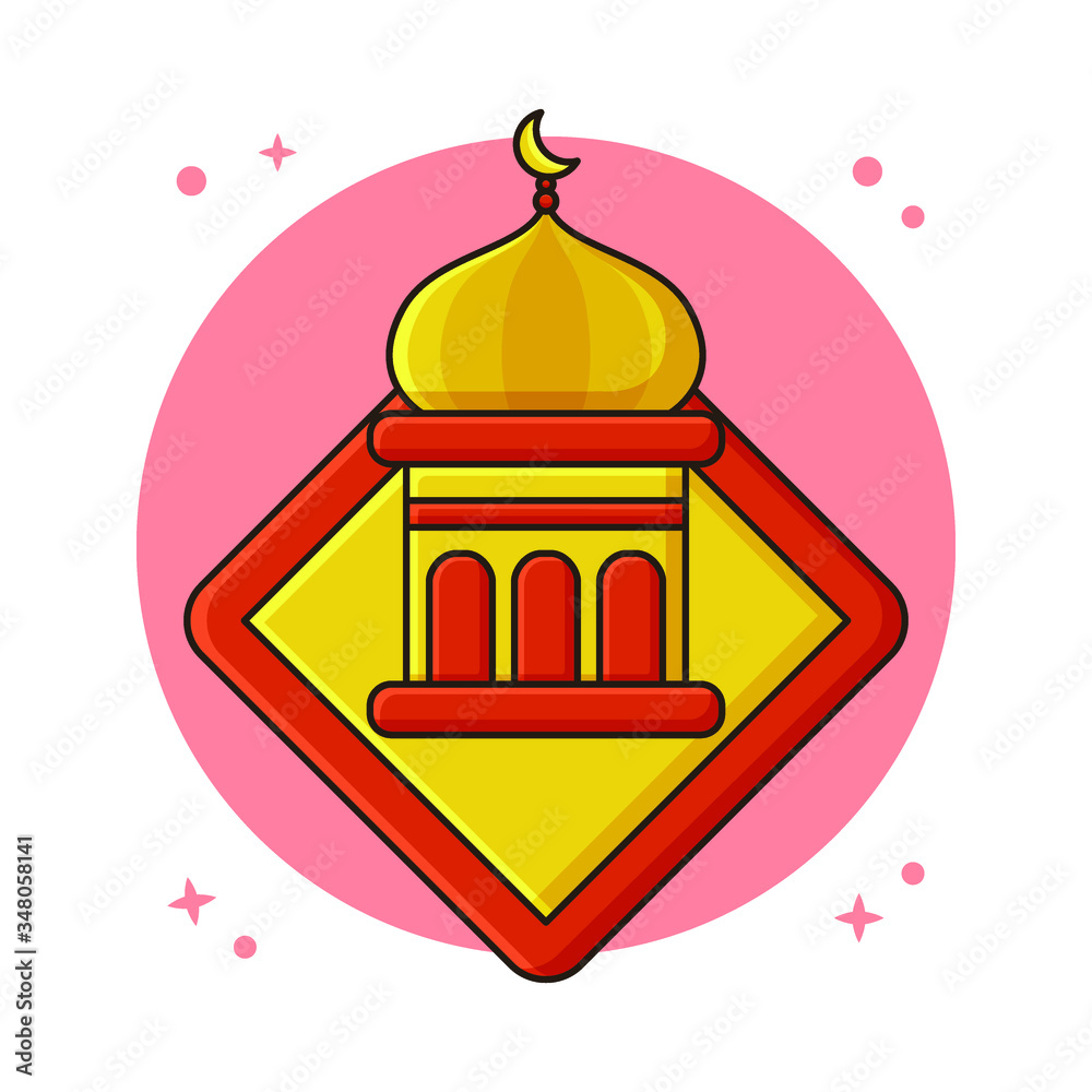 Mosque Dome Concept. Ramadan and Eid Mubarak Vector Icon Sticker
