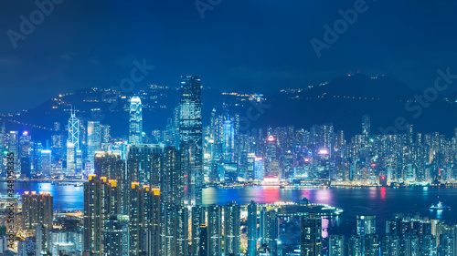 Canvas Print Panorama of Victoria Harbor of Hong Kong