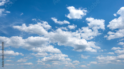 Blue sky background with tiny white clouds