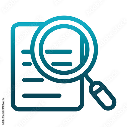 document magnifier analysis laboratory science and research gradient style icon