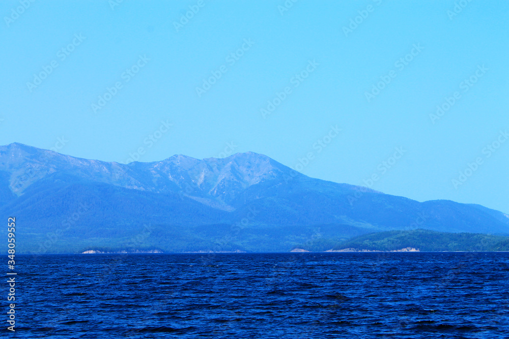 blue sea and mountains