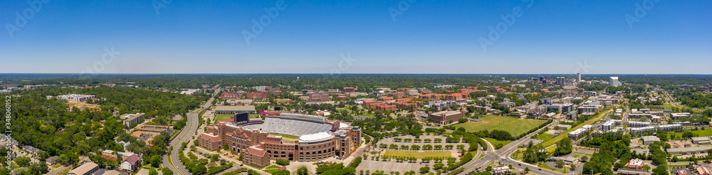 Aerial panorama Florida State University FSU and Doak Campbell Stadium