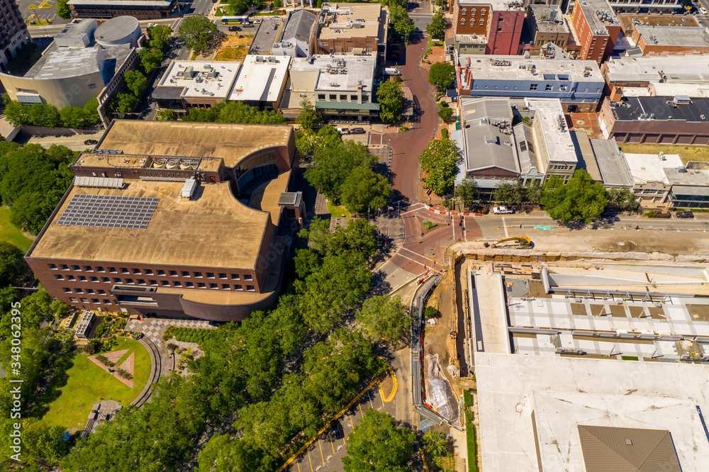 Fototapeta premium Aerial shot construction at Downtown Tallahassee FL