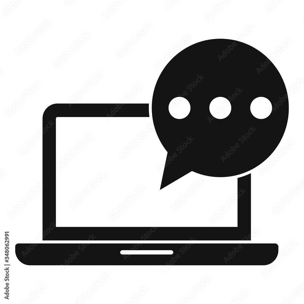 Laptop chat icon. Simple illustration of laptop chat vector icon for web design isolated on white background Laptop chat icon. Simple illustration of laptop chat vector icon for web design isolated on white background