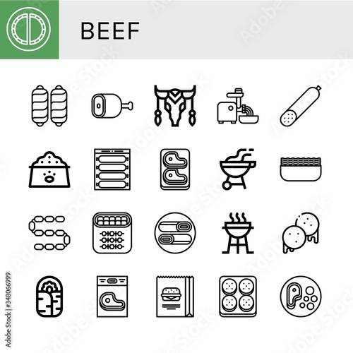 beef simple icons set