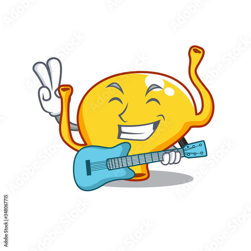 Talented musician of bladder cartoon design playing a guitar