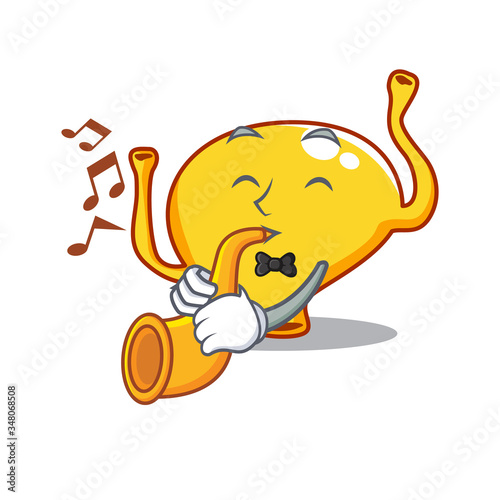 Talented musician of bladder cartoon design playing a trumpet
