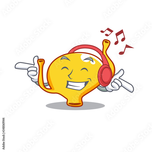 Bladder Cartoon in design concept listening music
