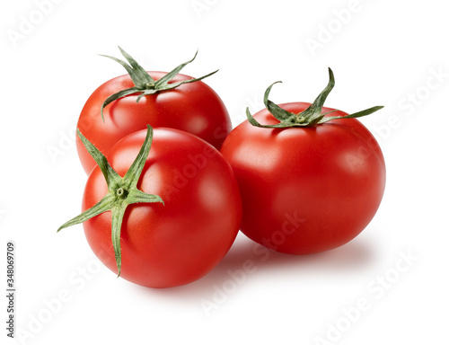 Tomatoes placed on a white background