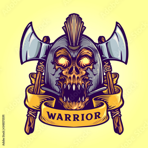 Viking skull warrior with banner