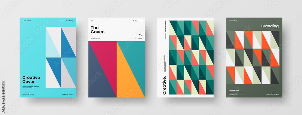 Company identity brochure template collection. Business presentation vector A4 vertical orientation front page mock up set. Corporate report cover abstract geometric illustration design layout bundle. Company identity brochure template collection. Business presentation vector A4 vertical orientation front page mock up set. Corporate report cover abstract geometric illustration design layout bundle.