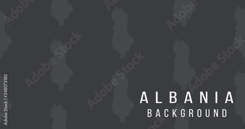 Albania map pattern background. The country in the form of borders. Stock vector illustration isolated on black background.