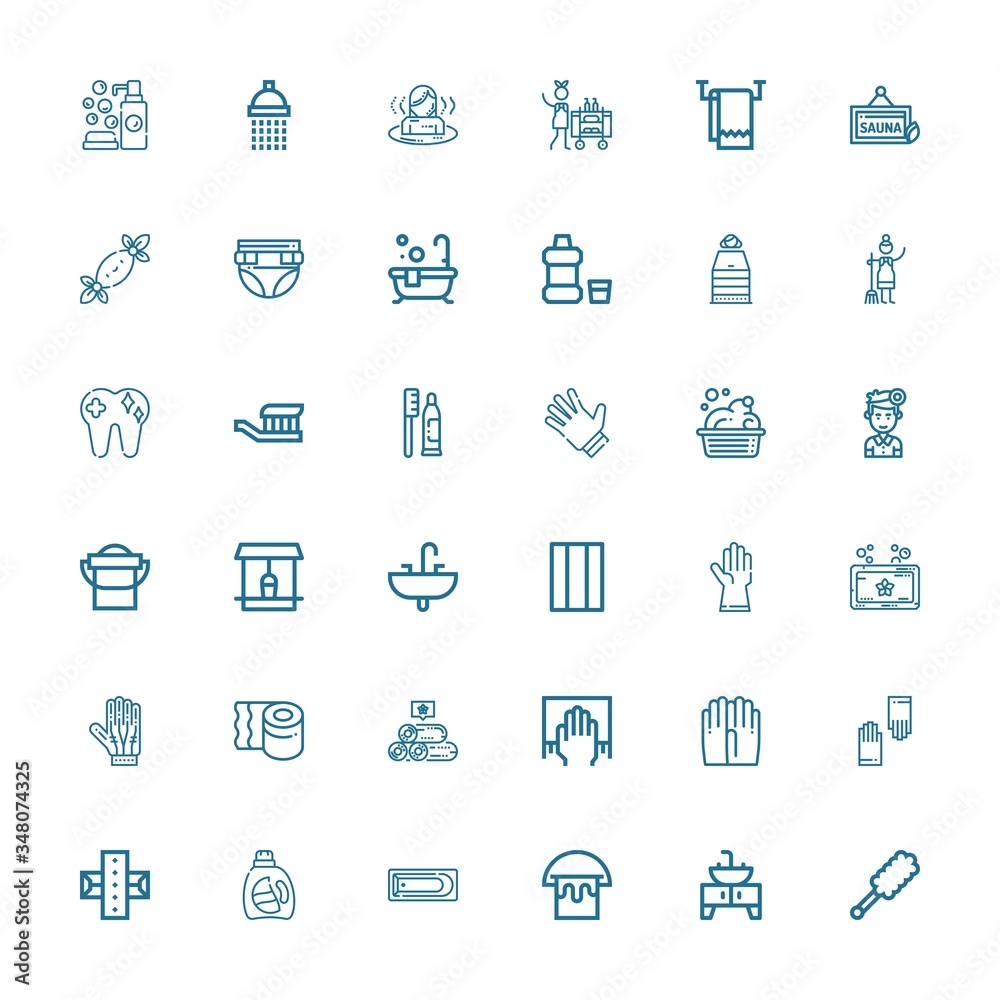 Editable 36 hygiene icons for web and mobile