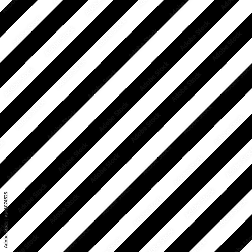 Seamless vector pattern. Diagonal repeating black and white stripes. Monochrome minimalistic classic illustration for posters, backgrounds, wallpapers, wrapping paper, textile. Trend geometric picture