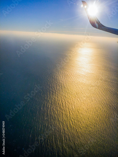 View of sea from airplane