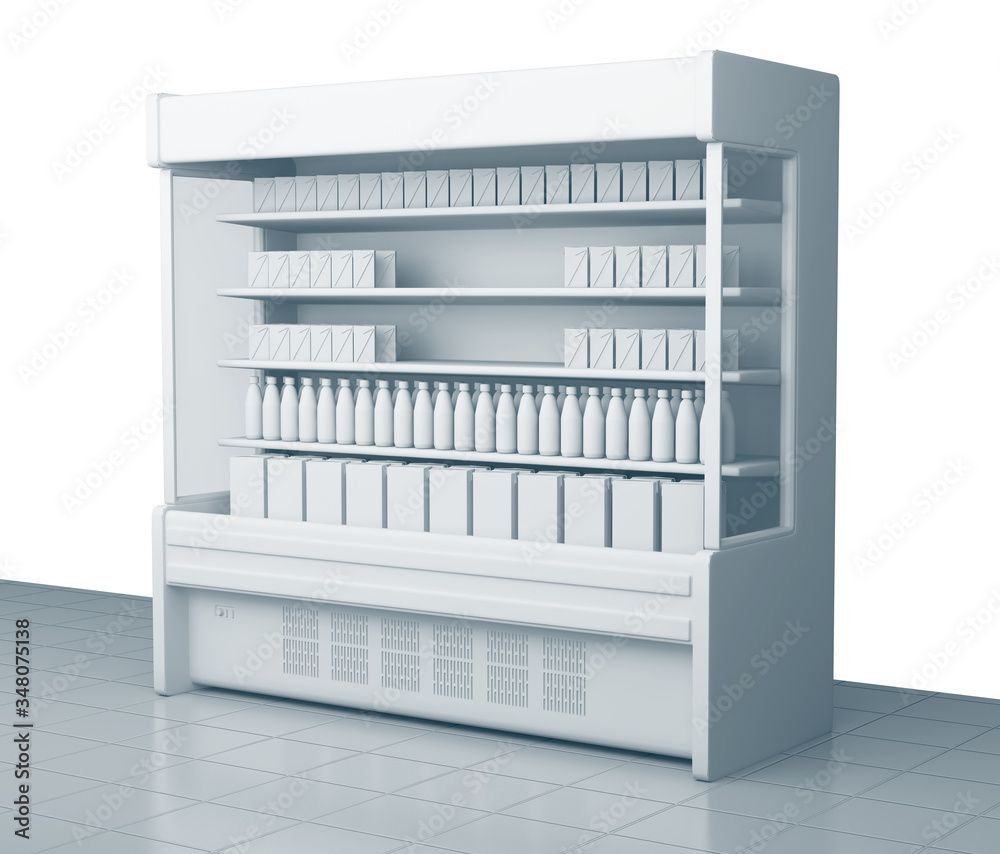 Empty shelves in the supermarket. Shelves with many goods. 3D rendering
Empty shelves in the supermarket. Shelves with many goods. 3D rendering