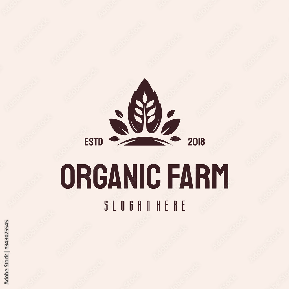 Organic Wheat logo hipster retro vintage vector template, Agriculture Vintage logo