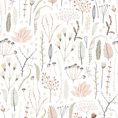 Stickers Bloemenmotief patronen Vintage bloemenpatroon met blaadjes  © bukhavets