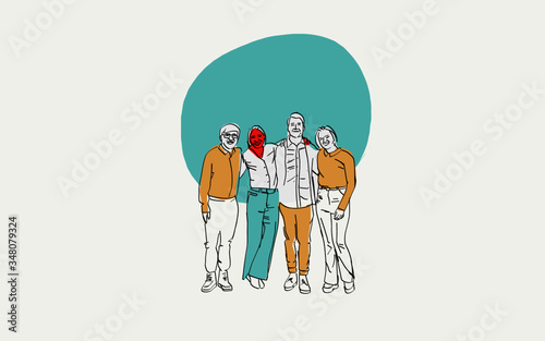 Group of friends standing relaxed, lifestyle