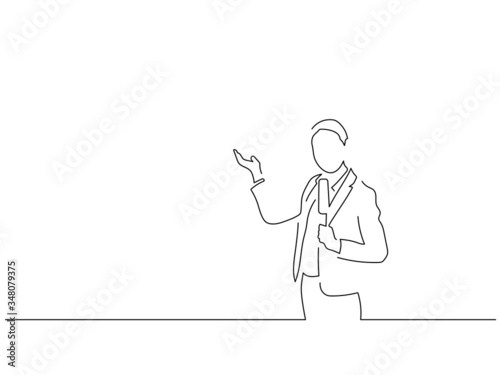 TV journalist isolated line drawing, vector illustration design.
